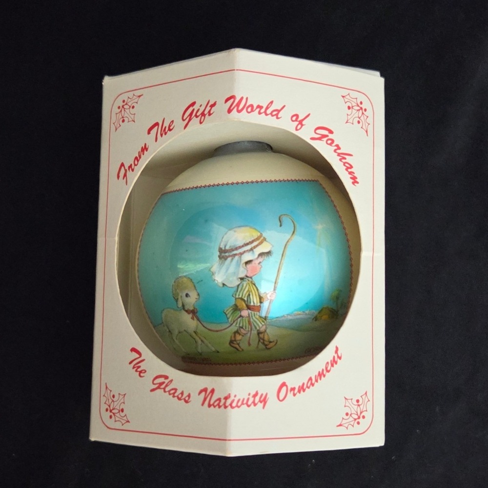 Vintage 80s Gorham Gift World 1988 The Glass Nativity Christmas Ornament Box